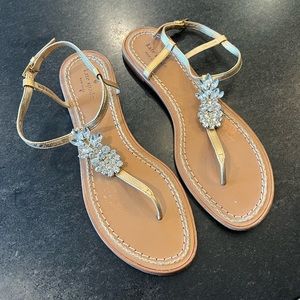 Gold Rhinestone Pineapple Sandals Kate Spade New York Size 10
